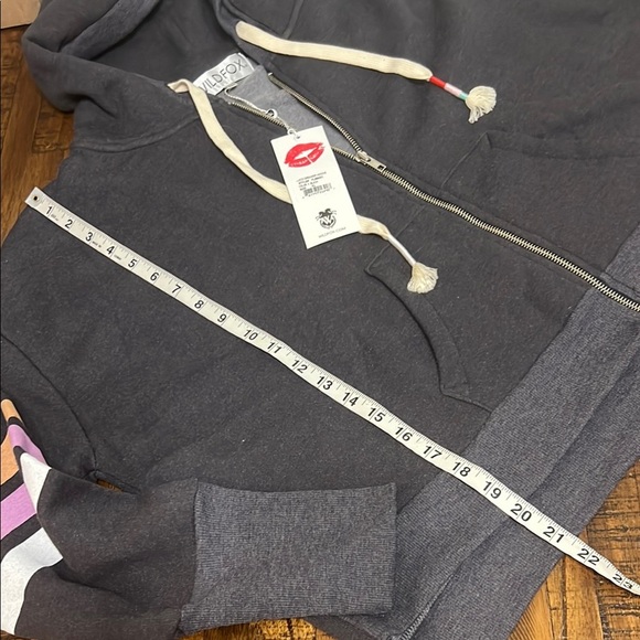 Wildfox Lucid Dreamer Hoodie NWT front zip charcoal multi graphics sz XL - Picture 5 of 7